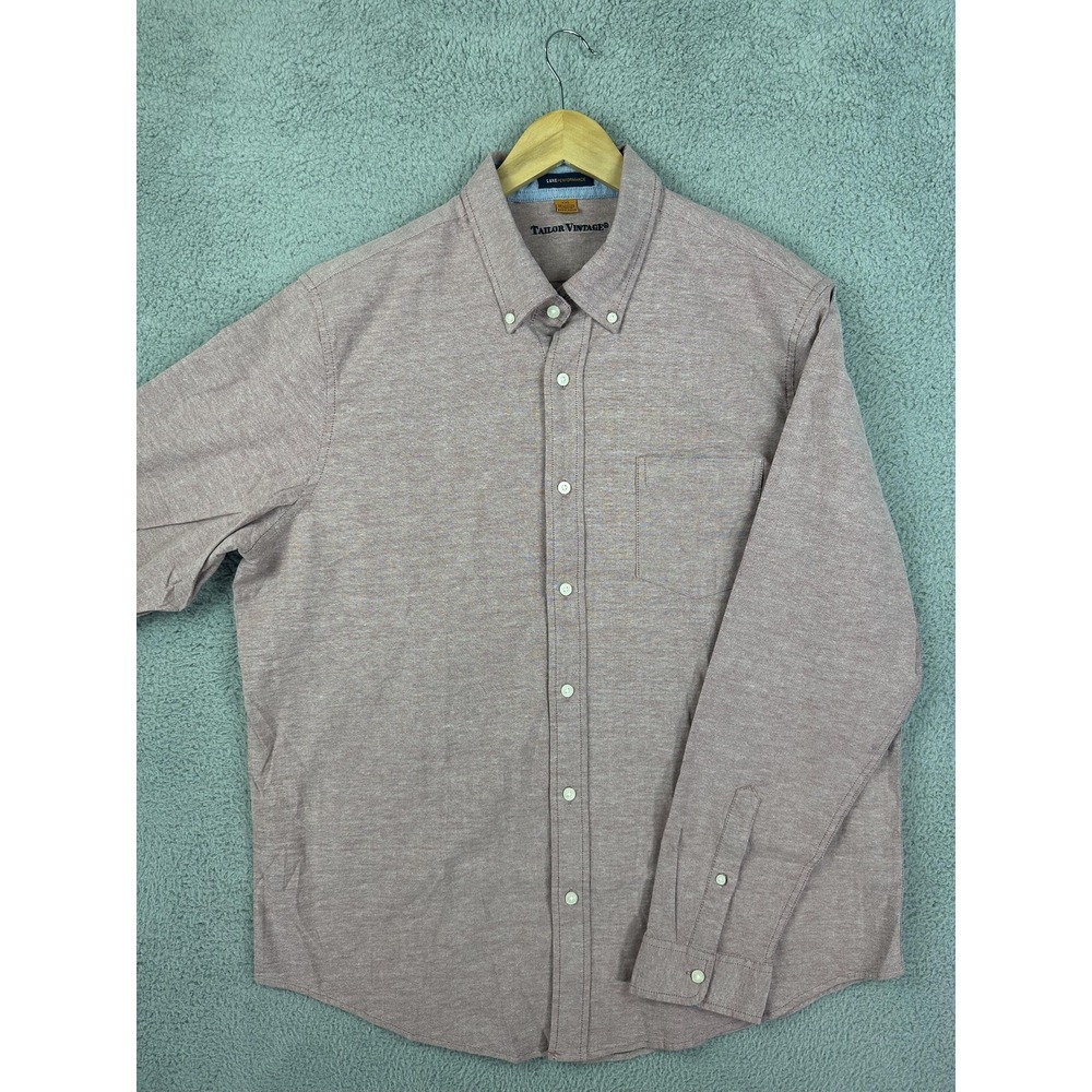 Tailor Vintage Shirt Mens 2XL Red Heather Button Down Luxe Performance Stretch